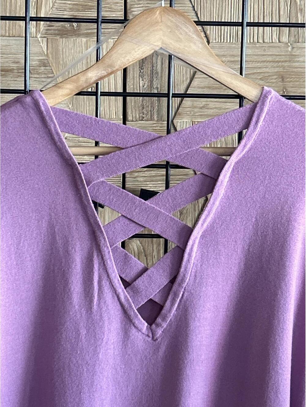 NWOT Love Ellie Womens Sweater 3X Purple Criss Cross Back Knit Pullover Cottage - Picture 4 of 5